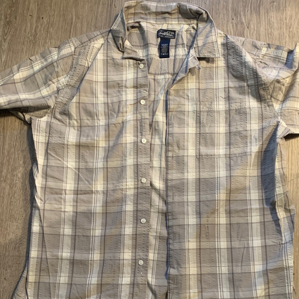 Cubavera Beige and Gray Plaid Men's Shirt